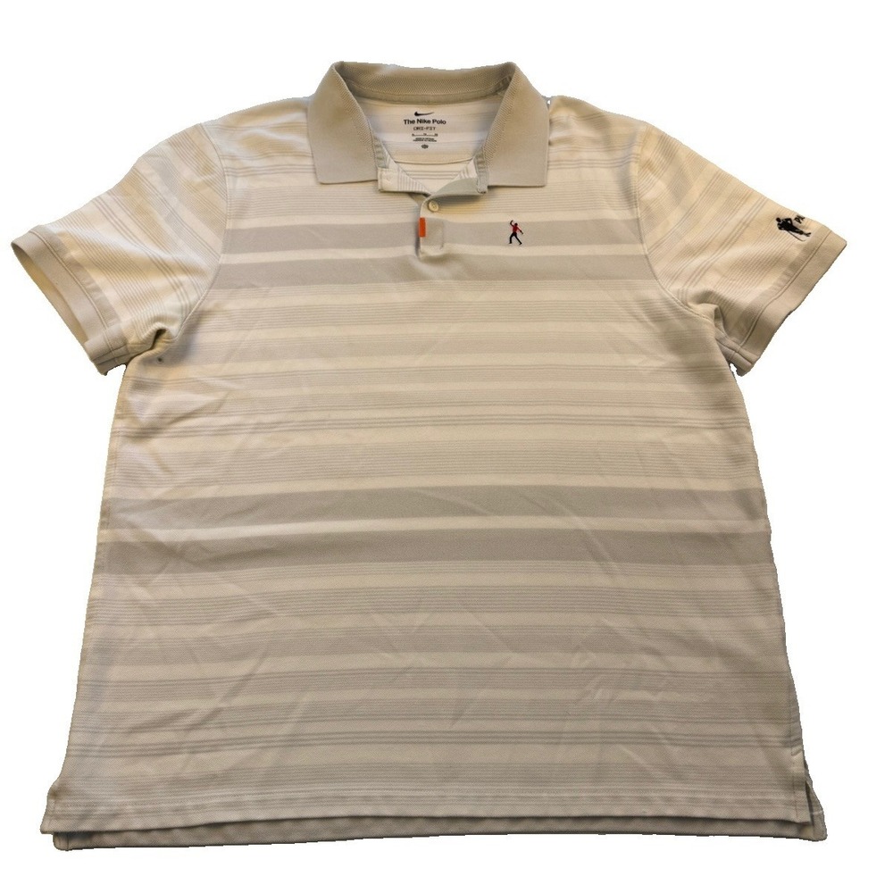 Nike Dri-FIT Tiger Woods Fist Pump Polo Sz XL Payne's Valley Golf White Striped